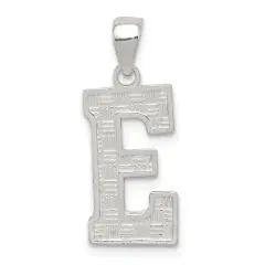 Sterling Silver Initial Letter E Charm Pendant Jewelry 25mm x 9mm