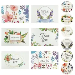 Wrapables Blank Thank You Cards with Envelopes & Seals for Weddings, Bridal Showers, Baby Showers (Set of 4), Blissful Bloom