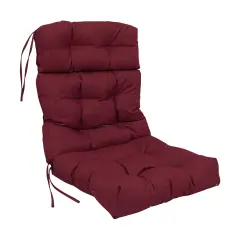 20-inch by 42-inch Spun Polyester Solid Outdoor Tufted Chair Cushion Red-Color