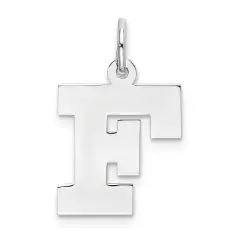 Sterling Silver Medium Block Initial Letter F Charm Jewerly 19mm x 12mm