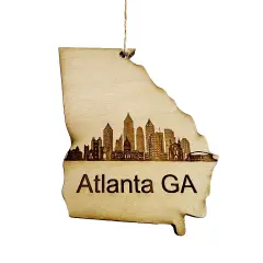 Ornament - Atlanta GA Skyline - Raw Wood Ornament