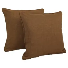 18-inch Outdoor Spun Polyester Square Throw Pillows (Set of 2)- Mocha