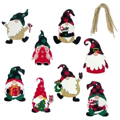 Wrapables Wooden Gnomes Hanging Christmas Tree Ornaments 8pcs Red Green