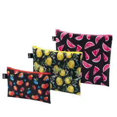 LOQI Juicy Strawberries, Lemons, Watermelons Zip Pockets