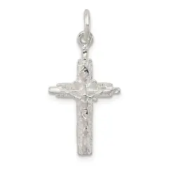 Sterling Silver Crucifix Charm Religious Jewelry 28mm x 13mm