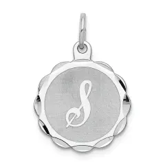Sterling Silver Brocaded Lower Case Initial S Charm Jewerly 22mm x 16mm