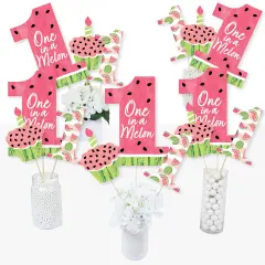 Big Dot of Happiness 1st Birthday One in a Melon - Fruit First Birthday Party Centerpiece Sticks - Table Toppers - Set of 15