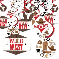 Big Dot of Happiness Western Hoedown - Wild West Cowboy Party Hanging Decor - Party Decoration Swirls - Set of 40
