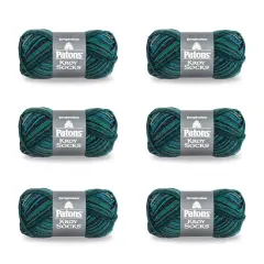 Patons Kroy Socks Turquoise Stripes Yarn - 6 Pack of 1.75oz/50g - Blended Fiber - 1 Super Fine - 166 Yards - Knitting/Crochet