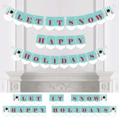 Big Dot of Happiness Let It Snow - Snowman - Holiday and Christmas Bunting Banner - Winter Party Decorations - Let It Snow Happy Holidays
