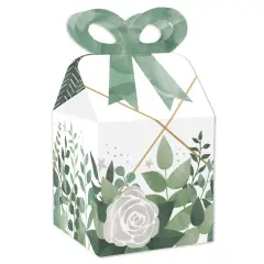Big Dot of Happiness Boho Botanical - Square Favor Gift Boxes - Greenery Party Bow Boxes - Set of 12