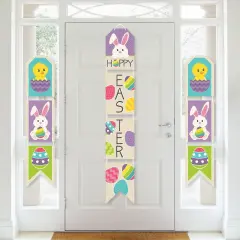Big Dot of Happiness Hippity Hoppity - Hanging Vertical Paper Door Banners - Easter Bunny Party Wall Decoration Kit - Indoor Door Decor