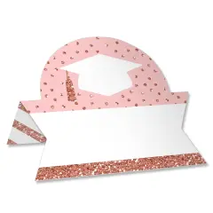 Big Dot of Happiness Rose Gold Grad - Graduation Party Tent Buffet Card - Table Setting Name Place Cards - Set of 24