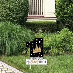 Big Dot of Happiness 1st Birthday Little Mr. Onederful - Outdoor Lawn Sign - Boy First Birthday Party Yard Sign - 1 Piece