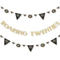 Big Dot of Happiness Roaring 20's - 1920s Art Deco Party Letter Banner Decor - 36 Cutouts & No-Mess Real Gold Glitter Roaring Twenties Banner Letters