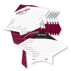 Big Dot of Happiness Maroon Grad - Best is Yet to Come - 2-in-1 Burgundy Graduation Party Cards - Activity Duo Games - Set of 20