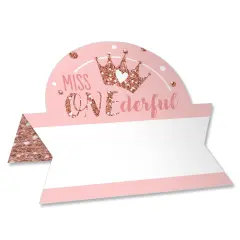 Big Dot of Happiness 1st Birthday Little Miss Onederful - Girl First Birthday Party Tent Buffet Card - Table Setting Name Place Cards - Set of 24
