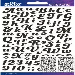 Sticko Alphabet Stickers - Funkydori Small, Black, 192pcs