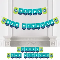 Big Dot of Happiness Blue Bar Mitzvah - Boy Party Bunting Banner - Party Decorations - Happy Bar Mitzvah