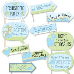 Big Dot of Happiness Funny Baby Boy Dinosaur - Baby Shower or Birthday Party Photo Booth Props Kit - 10 Piece