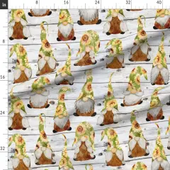 Various Fabrics by the Yard or Fat Quarter Sunflower Gnomes Yellow Home Decor Gnome Watercolor Daisies Sunflowers Custom Printed Fabric by Spoonflower