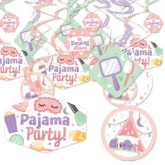 Big Dot of Happiness Pajama Slumber Party - Girls Sleepover Birthday Party Hanging Decor - Party Decoration Swirls - Set of 40