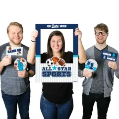 Big Dot of Happiness Go, Fight, Win - Sports - Baby Shower or Birthday Party Selfie Photo Booth Picture Frame & Props - Printed on Sturdy Material