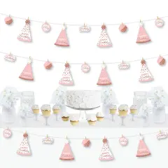 Big Dot of Happiness Pink Rose Gold Birthday - Happy Birthday Party DIY Decorations - Clothespin Garland Banner - 44 Pieces