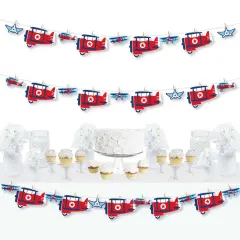 Big Dot of Happiness Taking Flight - Airplane - Vintage Plane Baby Shower or Birthday Party DIY Decorations - Clothespin Garland Banner - 44 Pieces