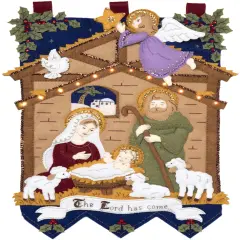Bucilla Felt Wall Hanging Applique Kit-Away In The Manger W/Lights