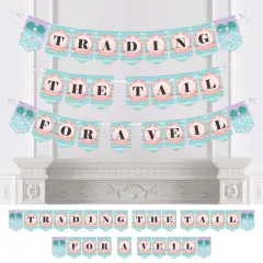 Big Dot of Happiness Trading The Tail for A Veil - Mermaid Bachelorette Party or Bridal Shower Bunting Banner - Bachelorette Party Decorations