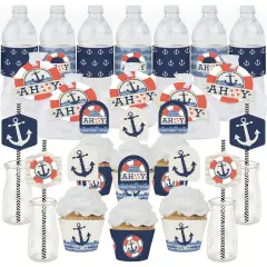 Big Dot of Happiness Ahoy - Nautical - Baby Shower or Birthday Party Favors and Cupcake Kit - Fabulous Favor Party Pack - 100 Pieces
