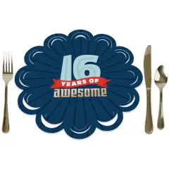 Big Dot of Happiness Boy 16th Birthday - Sweet Sixteen Birthday Party Round Table Decorations - Paper Chargers - Place Setting For 12