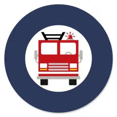 Big Dot of Happiness Fired Up Fire Truck - Firefighter Firetruck Baby Shower or Birthday Party Circle Sticker Labels - 24 Count