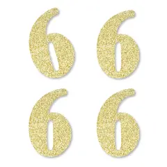 Big Dot of Happiness Gold Glitter 6 - No-Mess Real Gold Glitter Cut-Out Numbers - 6th Birthday Party Confetti - Set of 24