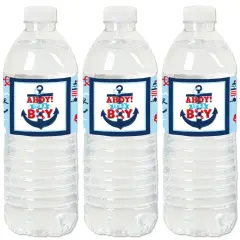 Big Dot of Happiness Ahoy It's a Boy - Nautical Baby Shower Water Bottle Sticker Labels - Set of 20