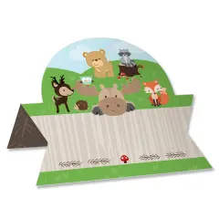 Big Dot of Happiness Woodland Creatures - Baby Shower or Birthday Party Tent Buffet Card - Table Setting Name Place Cards - Set of 24