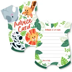 Big Dot of Happiness Jungle Party Animals - Baby Bodysuit Wish Card Safari Zoo Animal Baby Shower Activities - Shaped Advice Cards Game - Set of 20