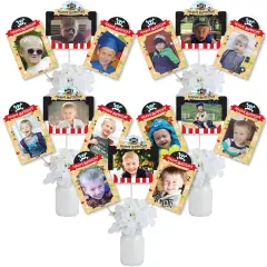 Big Dot of Happiness Pirate Ship Adventures - Skull Birthday Party Picture Centerpiece Sticks - Photo Table Toppers - 15 Pieces