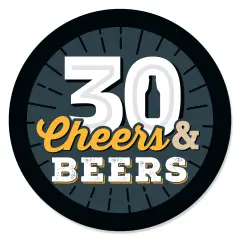 Big Dot of Happiness Cheers and Beers to 30 Years - 30th Birthday Party Circle Sticker Labels - 24 Count