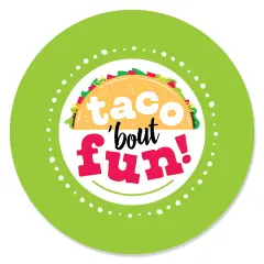 Big Dot of Happiness Taco 'Bout Fun - Fiesta Circle Sticker Labels - 24 Count