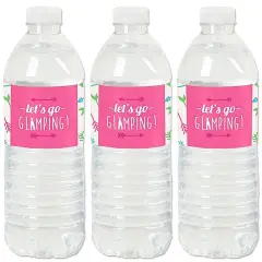 Big Dot of Happiness Let's Go Glamping - Camp Glamp Party or Birthday Party Water Bottle Sticker Labels - Set of 20