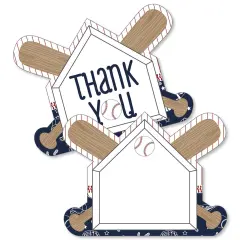 Big Dot of Happiness Batter Up - Baseball - Shaped Thank You Cards - Baby Shower or Birthday Party Thank You Note Cards with Envelopes - Set of 12