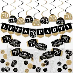 Big Dot of Happiness Adult 70th Birthday - Gold - Birthday Party Supplies Decoration Kit - Decor Galore Party Pack - 51 Pieces