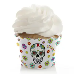 Big Dot of Happiness Day of the Dead - Sugar Skull Party Decoration - Party Cupcake Wrappers - Set of 12