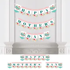 Big Dot of Happiness Colorful Floral Happy Mother's Day - We Love Mom Party Bunting Banner - Party Decorations - Happy Mother's Day