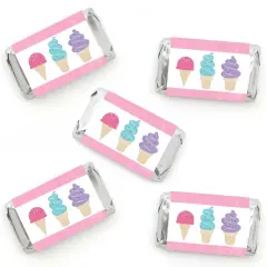 Big Dot of Happiness Scoop Up the Fun - Ice Cream - Mini Candy Bar Wrapper Stickers - Sprinkles Party Small Favors - 40 Count