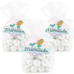 Big Dot of Happiness Let&rsquo;s Be Mermaids - Baby Shower or Birthday Party Clear Goodie Favor Bags - Treat Bags With Tags - Set of 12