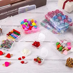 24 Packs Small Clear Plastic Beads Storage Containers Box with Hinged Lid for Storage of Small Items, Crafts, Jewelry, Hardware, 3.3 x 3.3 x 1.2 in