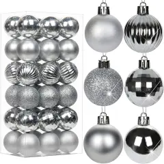 Kitcheniva Shatterproof Christmas Balls Hanging Ornaments 36 Pcs Silver